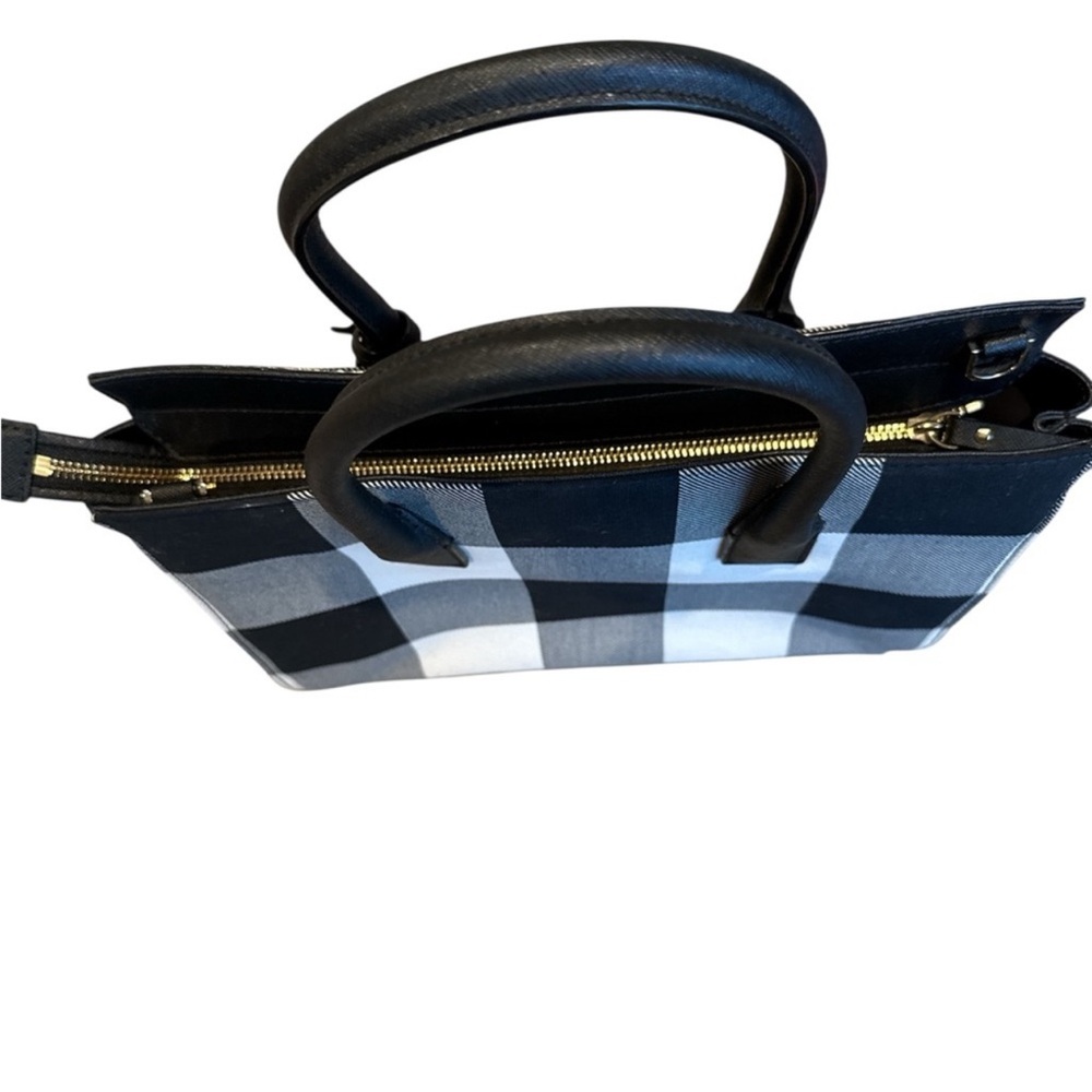 Kate Sade New York Cameron Street Candace Satchel, Black/White Plaid - Picture 3 of 8